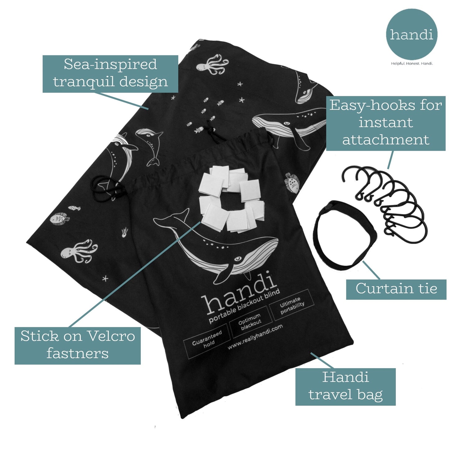 Premium black travel blind